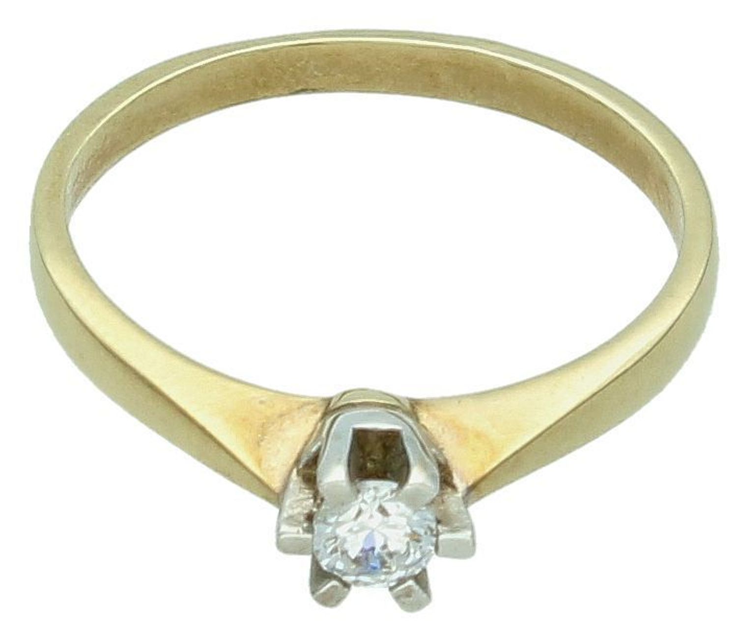 Złoty pierścionek zaręczynowy z cyrkonią Efektowne zaręczyny PI 259. Złoty pierścionek 333 zaręczynowy z jedną cyrkonią ozdobiona koroną o ażurowej formie. 1.jpg